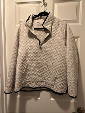 Women’s Market & Spruce Quilted Half-Zip Pullover - Cream with Black Trim
